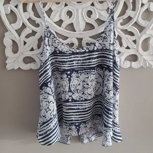 Navy blue and white tank top